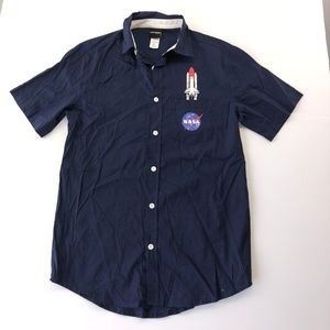 Fifthsun Men's Medium Navy Blue Nasa Button Shirt